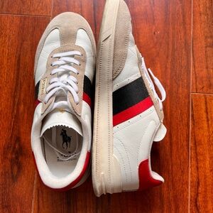 Ralph Lauren Men's White, Red, and Black Sneakers